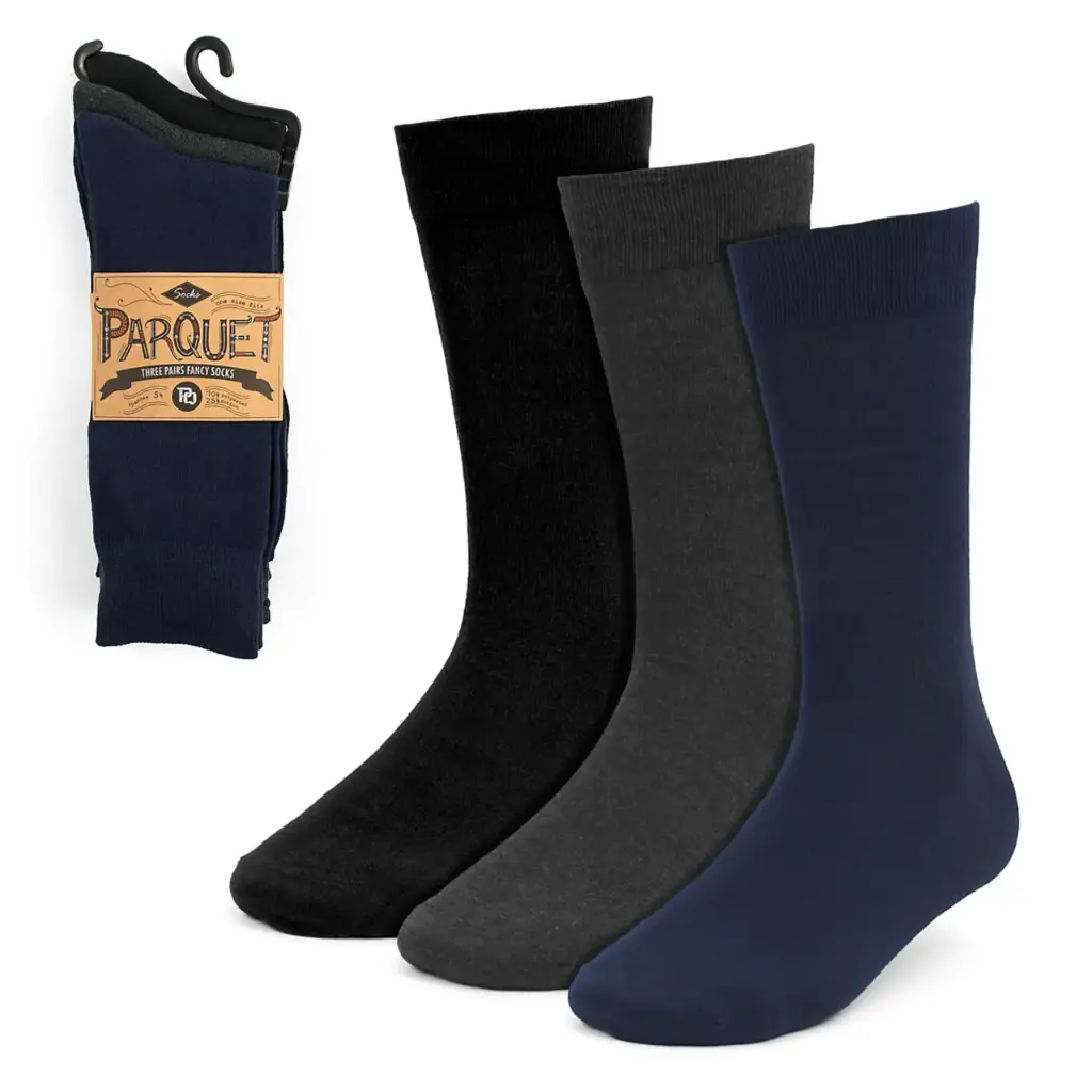 Assorted Pack (3 Pairs) Men's Solid Dressy Fancy Socks 3PKS-DRSY1 medias 